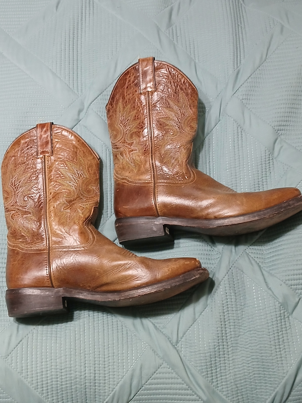 Double H Cognac Brown Leather Western Cowboy Boots Made In Mexico 12